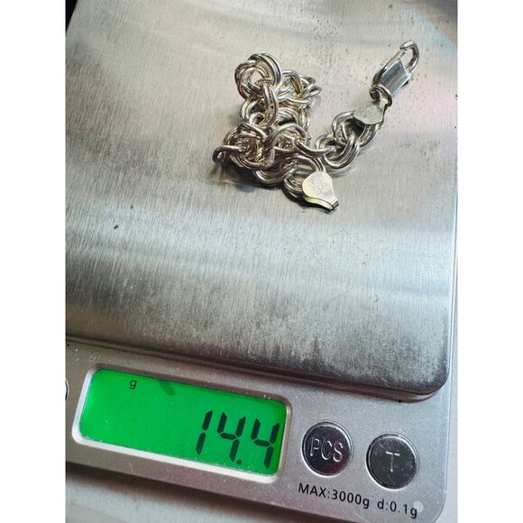 Estate Sterling Silver 925 Double Link Charm Bracelet 6.5” 8.1mm 14.4g AZ Marked - Picture 9 of 9